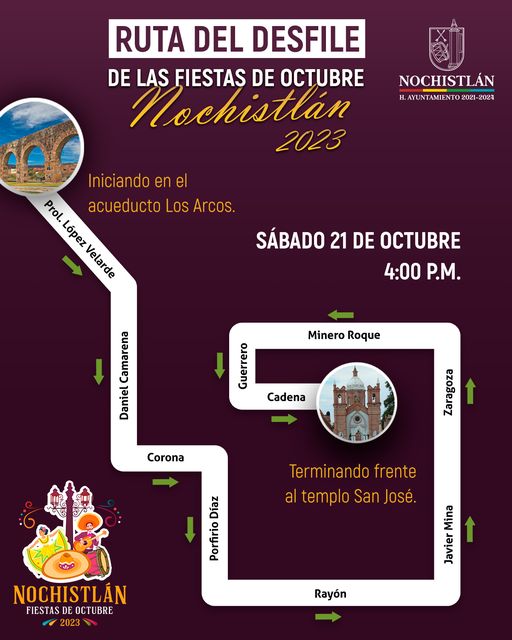 Ruta del desfile de inauguración de las Fiestas de Octubre 2023