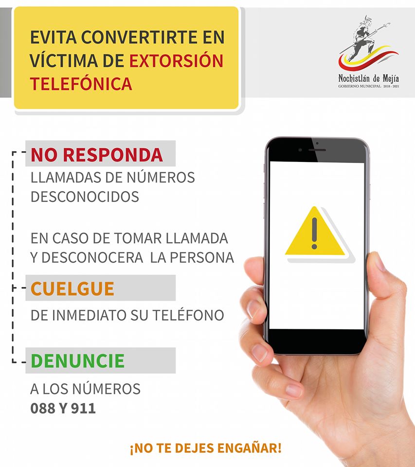 ¡No seas victima de extorsión telefónica!