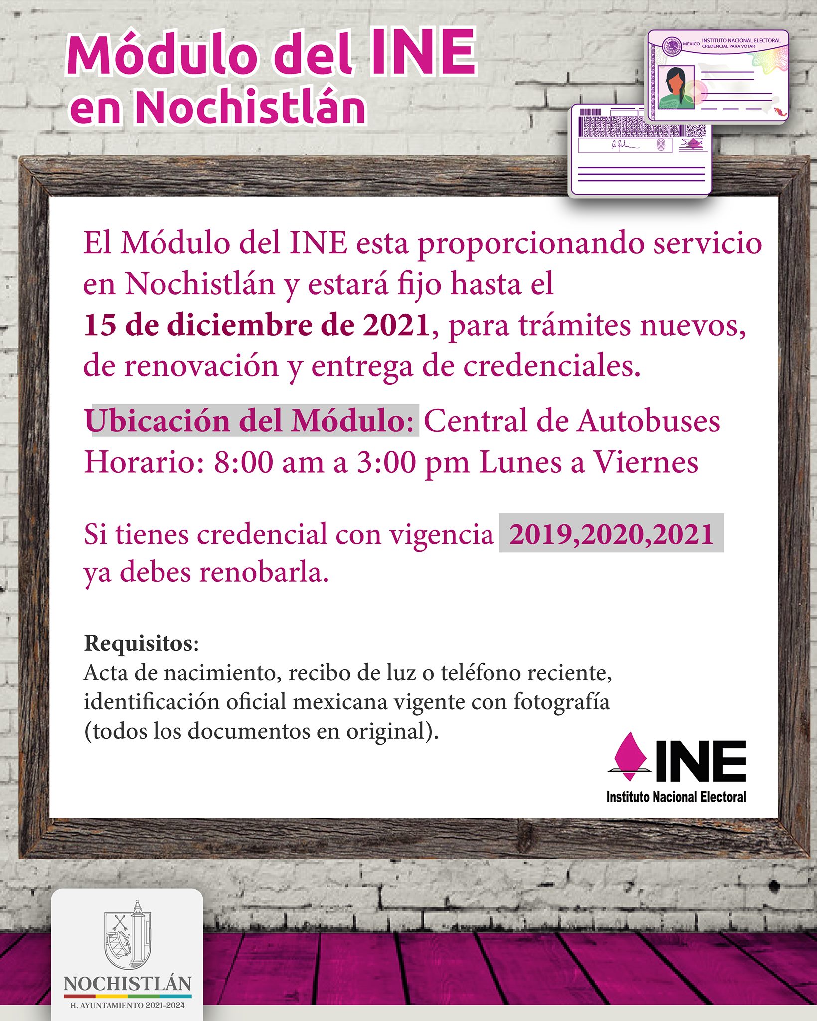 Renovación y entrega de INE hasta el 15 de diciembre