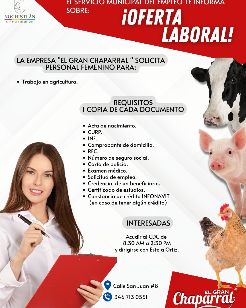 Vacantes para personal femenino