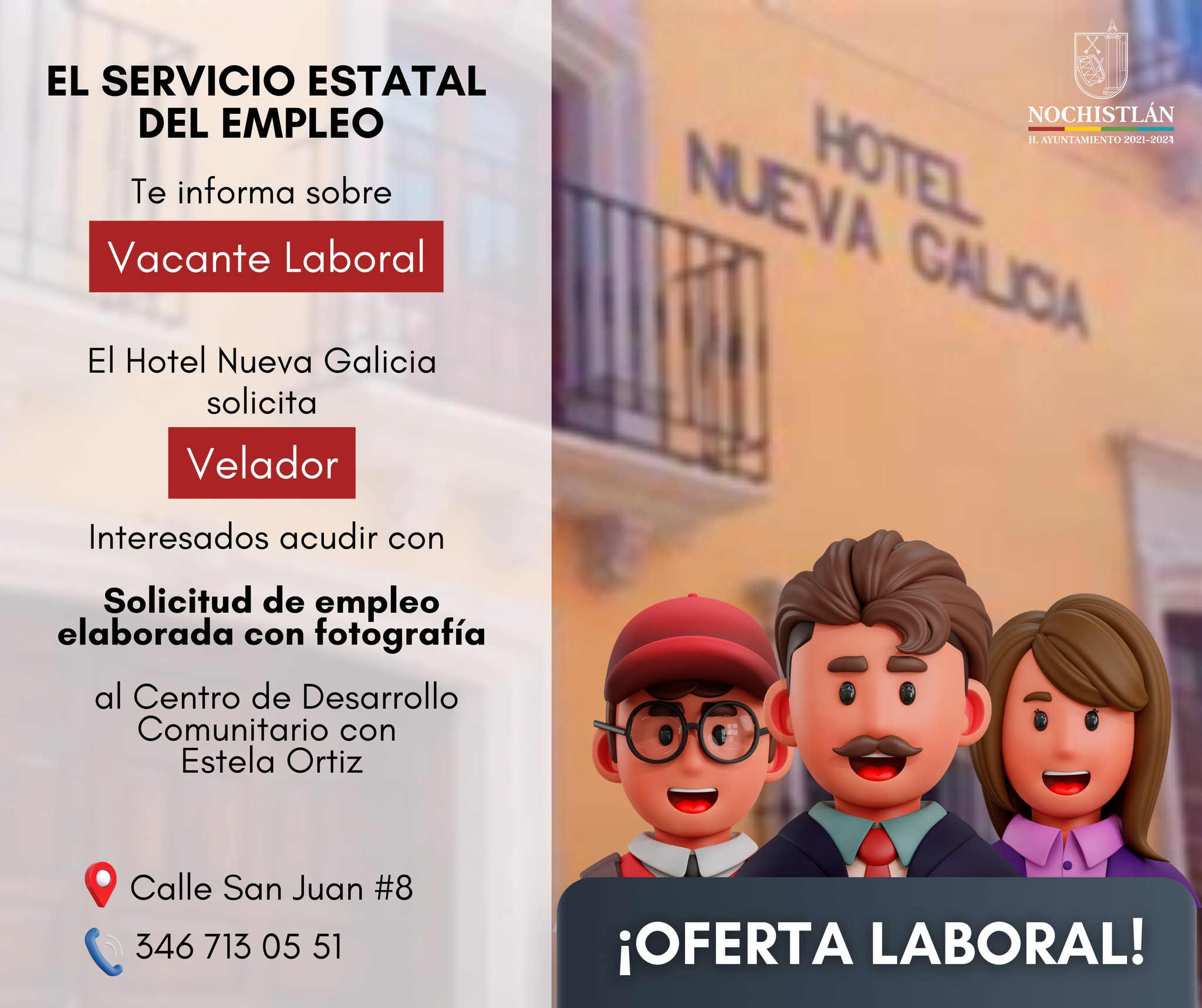 Trabaja como velador en el Hotel Nueva Galicia