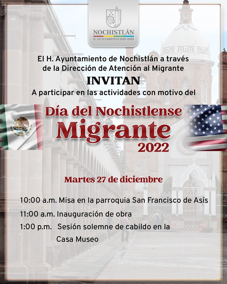 Programa de actividades del Día del Migrante Nochistlense