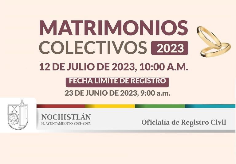 Matrimonios colectivos en julio