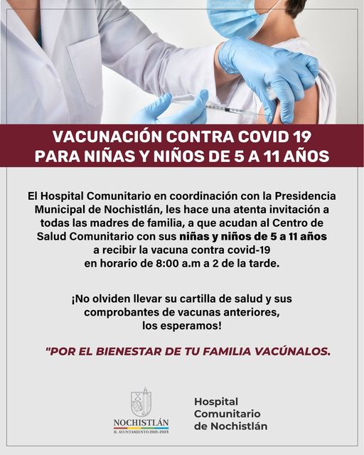 Vacunación contra Covid 19 para niños de 5 a 11 años.