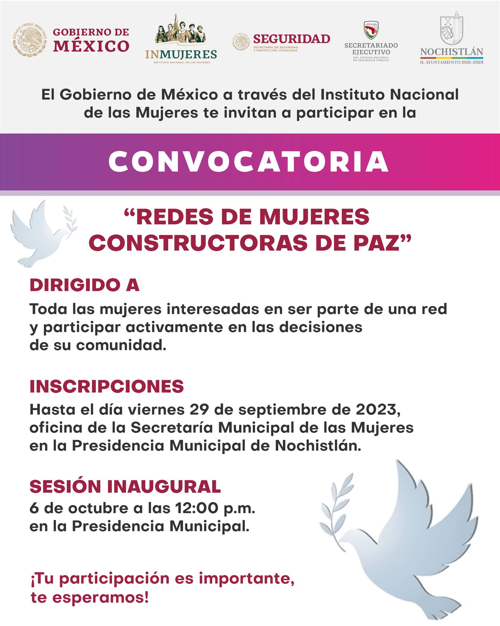 “Redes de Mujeres Constructoras de Paz”