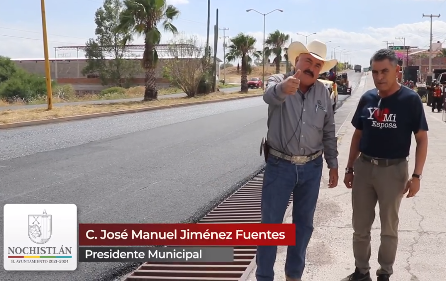 Rehabilitación con carpeta de asfalto al boulevard de acceso a Nochistlán