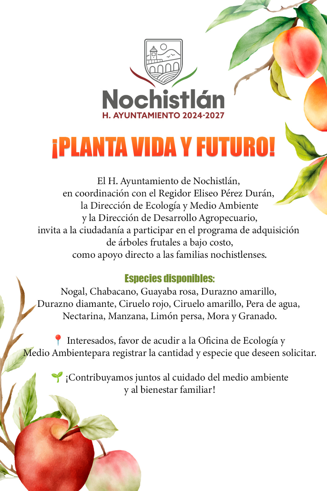 Adquiere arboles frutales y ayudemos al medio ambiente
