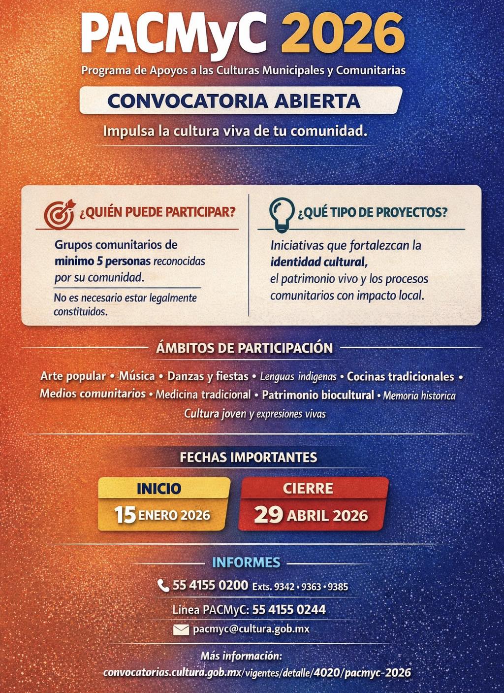 Convocatoria PACMyC 2026