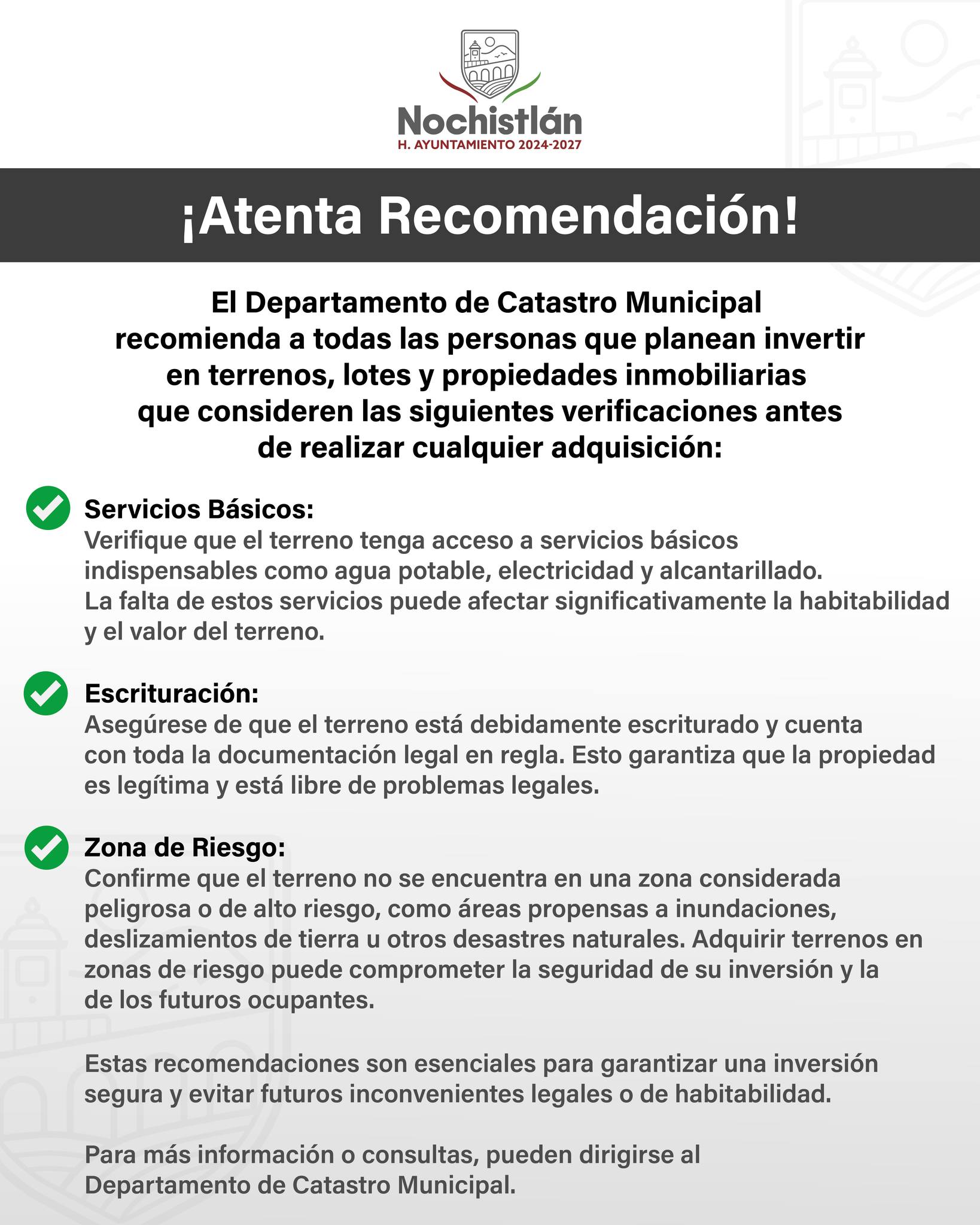 Verificaciones antes de adquirir algún bien inmueble.