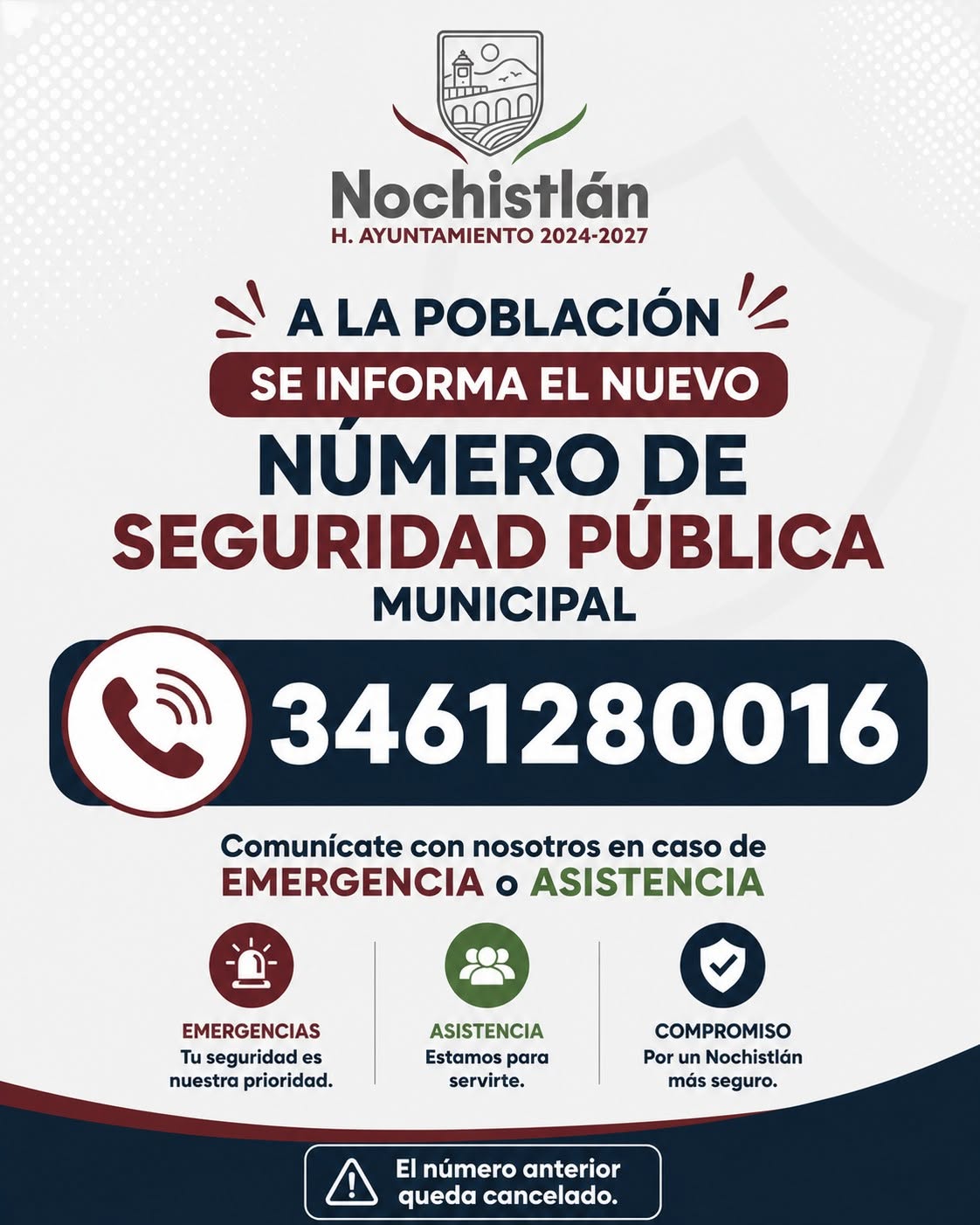 Nuevo teléfono de Seguridad Publica
