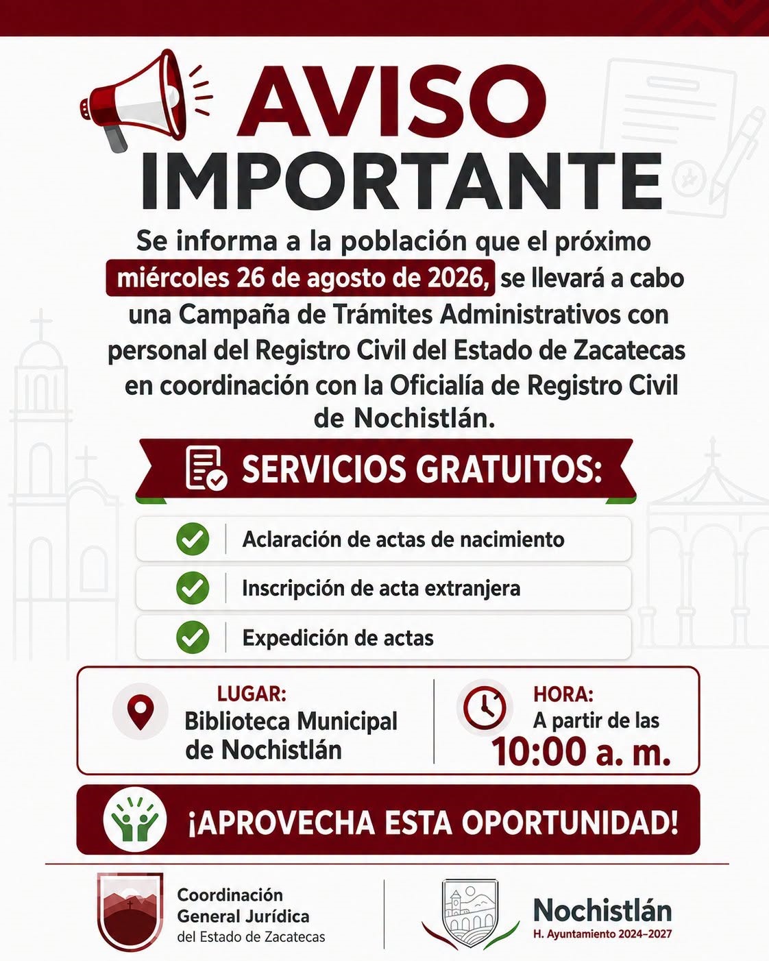 Campaña de Registro Civil Para Tramites Administrativos
