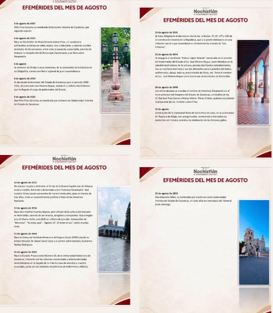 Efemérides del mes de Agosto en Nochistlán