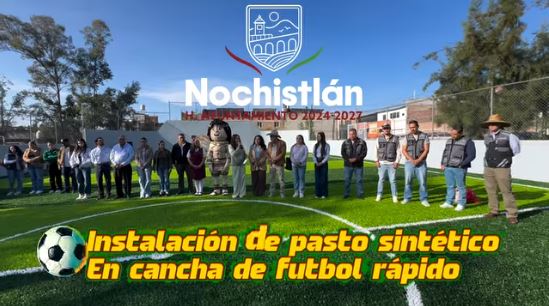 Entrega de pasto sintético en secundaria Diego Tenamaztle